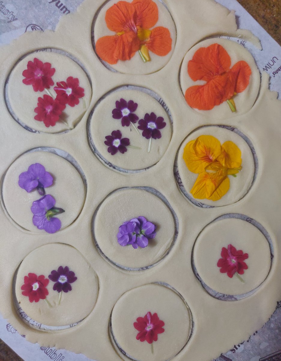 Baked these Edible  flower shortbread cookies.. I saw this on Instagram n I knew.. I had to try this.The edible flowers were hand-picked from my garden...Just what was needed. Not bad for a first trial. 
#homebaker #ilovebaking #edibleflowers