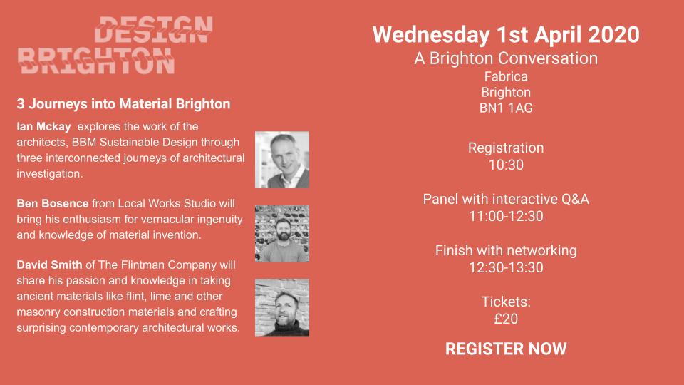 designBTN's tweet photo. DB20 Kicks off with a Brighton story, our heritage. 1st April '3 Journeys into Material Brighton' welcomes Ian Makay @BBMarchitects , Ben Bosence @localworkstudio and David Smith @flintmancompany
#Brighton #DesignBrighton #Events #heritage
Register now:
https://t.co/xD3bzjaU8e https://t.co/IQMs55IPwL