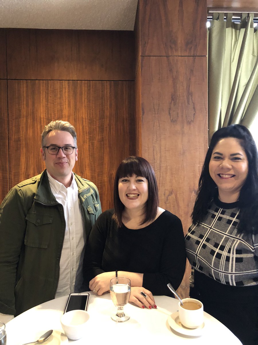 The smiling faces of a our associate creative director, strategy director and senior account manager at <a href="/WESK306/">WESK</a> #yxe #saskatooning