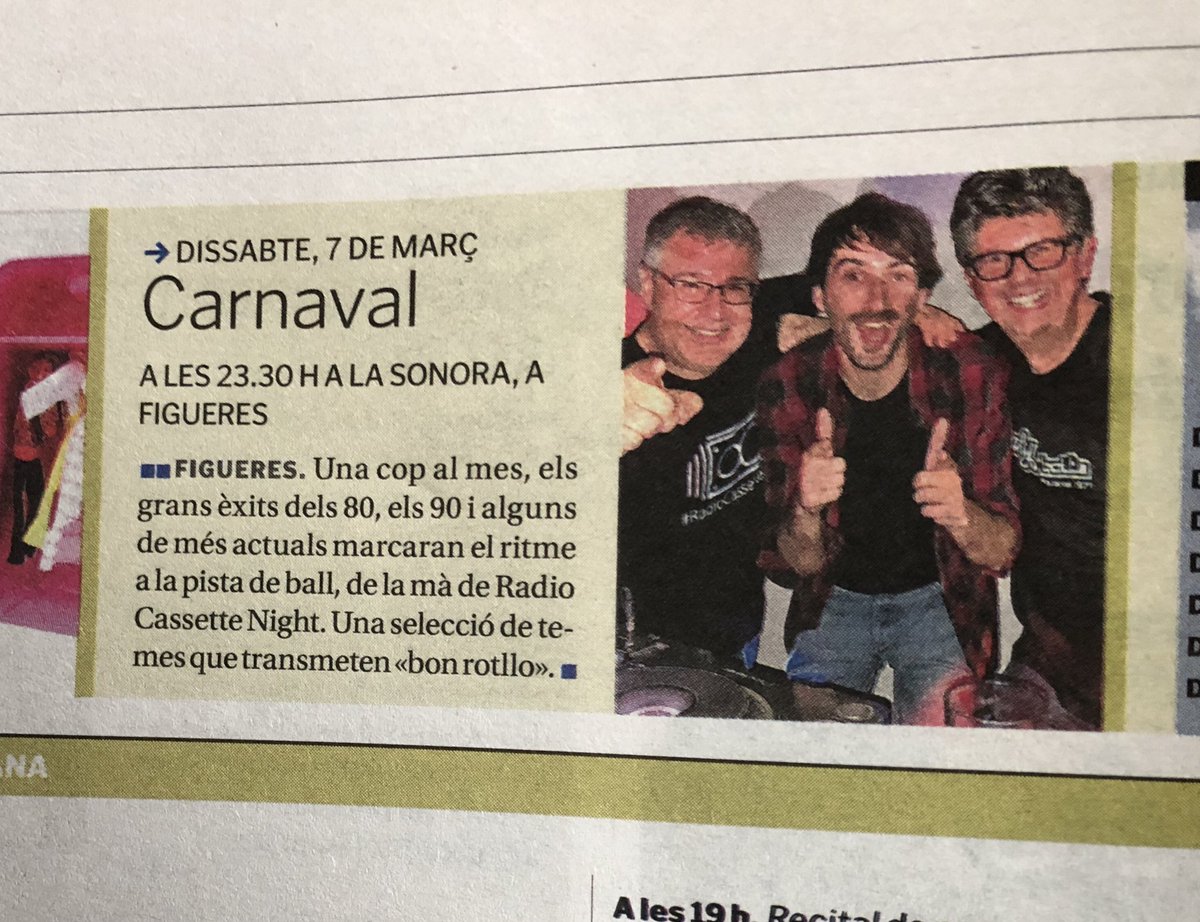 trialateva's tweet photo. Ep! Anem a #LaSonora de #Figueres. Gràcies @DiariHoraNova 😎 #postCarnaval https://t.co/btEJVl57H4