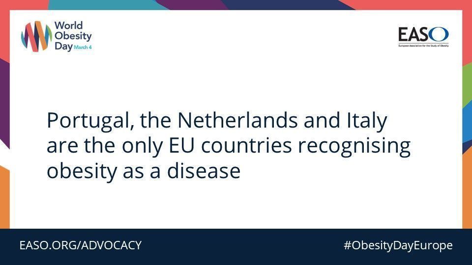 EASOobesity's tweet photo. Recognition of obesity as a chronic disease is a crucial step in access to appropriate, nonstigmatising care @ECPObesity @EASOobesity #obesity #ObesityDayEurope #WorldObesityDay @ObesityAction #NOCW https://t.co/CGQX37VqA4