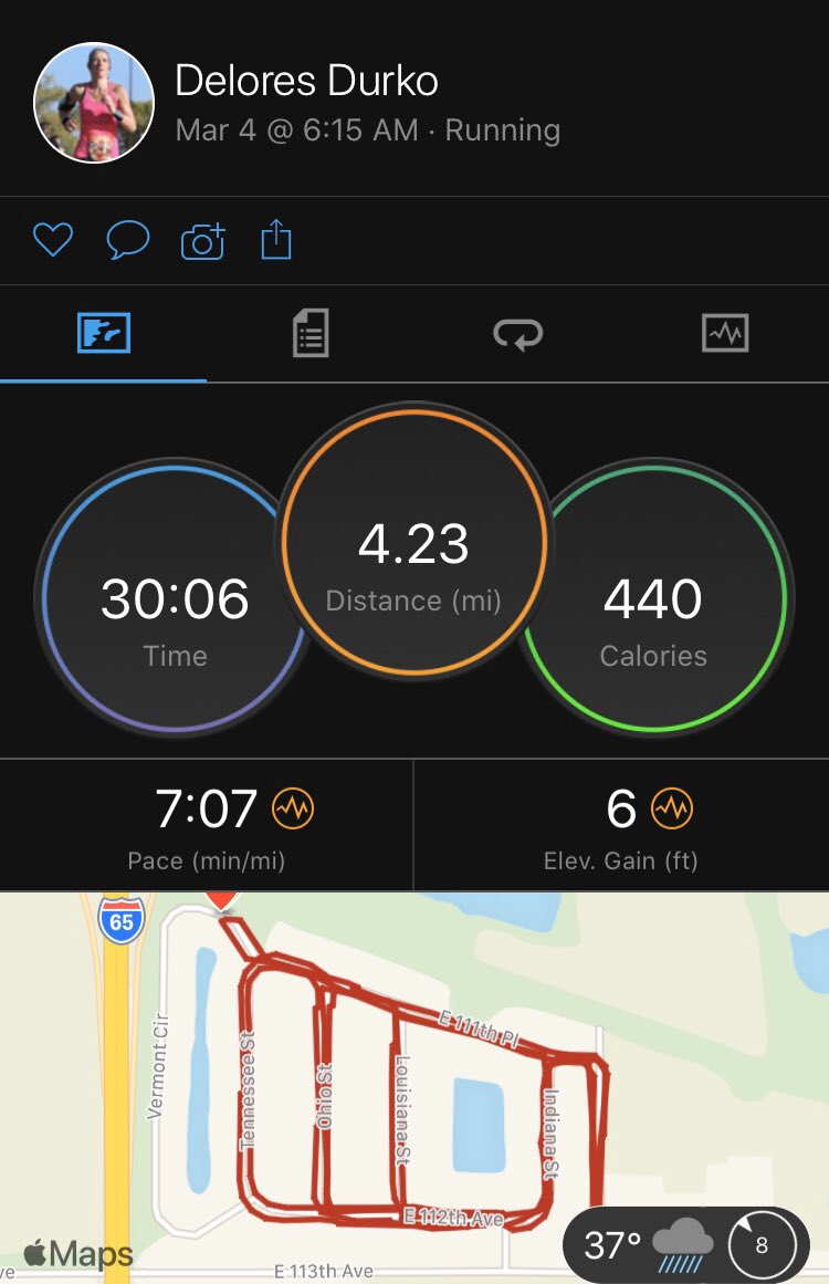 Deelo444's tweet photo. Rainy/snowy mix. Yay for spring. #anyweatherisrunningweather #runners #running #garmin #strava https://t.co/4lfkdeq2k4