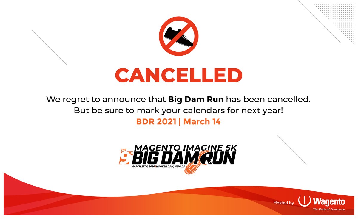 bigdamrun's tweet photo. Due to the recent cancellation of Magento Imagine at Adobe Summit, we decided it was necessary to take the same course of action. ➡️➡️Keep your eyes peeled for details on a VIRTUAL 5K! #BDR2020 #virtualrun https://t.co/SfOXA6rclo