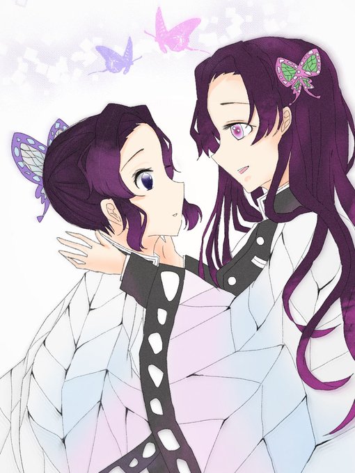 わたあめさんがTwitterに投稿した胡蝶しのぶ(鬼滅の刃)のイラスト。