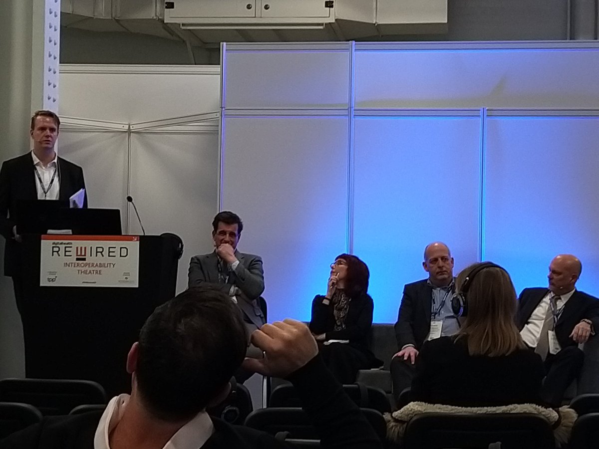 A fine panel talking all things interoperability and the <a href="/techUK/">techUK</a> interoperability charter.  Focus for the future on how implementation and adoption can be accelerated. <a href="/DavidHancock6/">David Hancock</a> @VictoriaBetton <a href="/TomPRM/">Tom Russell-Mésenge</a> <a href="/benpmoody/">Ben Moody</a> <a href="/INTEROPenAPI/">INTEROPen</a> <a href="/DHRewired/">Digital Health Rewired</a> <a href="/NHSDigital/">NHS England Transformation</a>