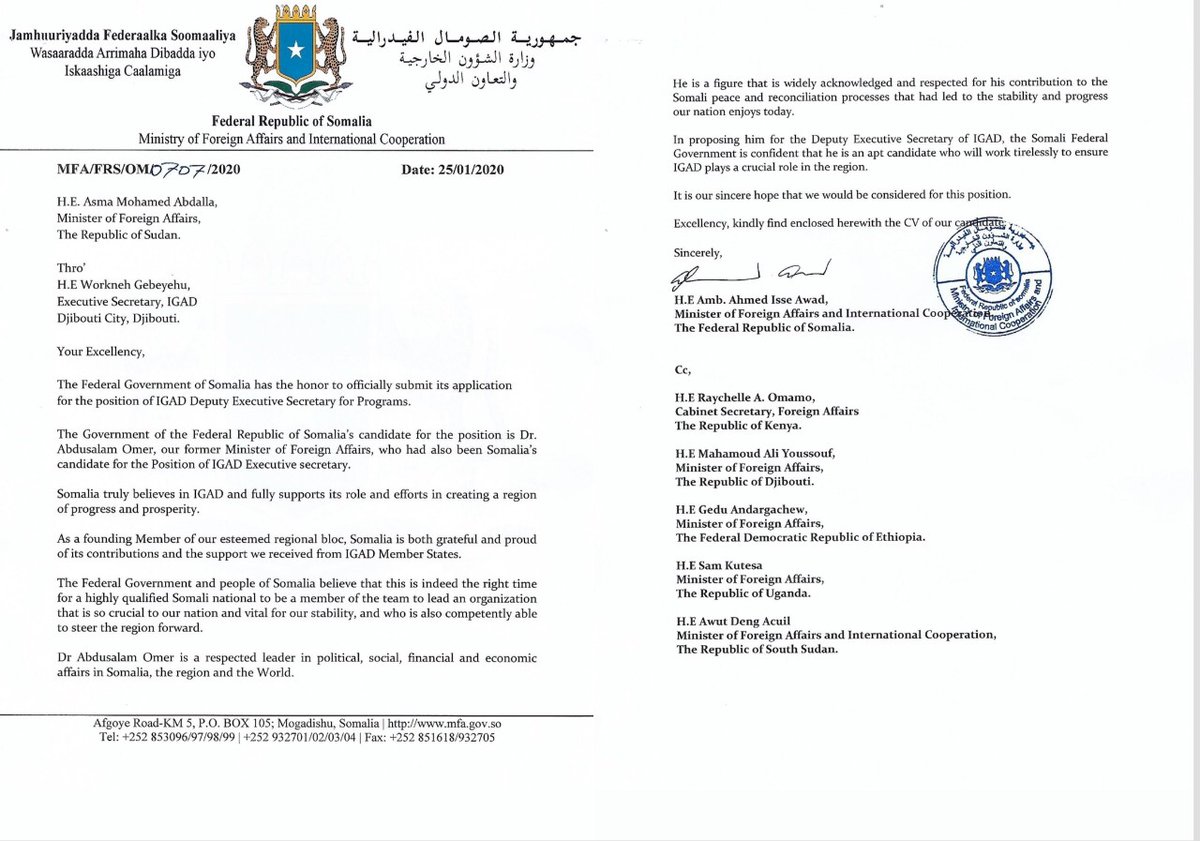 FieldCables's tweet photo. Why would the #Somali Govt, calling for #debtrelief, recommend as head of #IGAD’s financial programs, the one person who is reported to have diverted the most funds since #StateCollapse in #Somalia from the #AfDB, US security assistance and the #CBS, where he was fired as Gov? https://t.co/aDXObrDebp