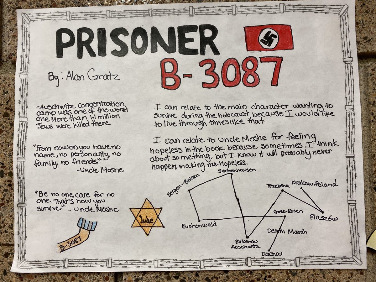 asheehy1's tweet photo. Hey @AlanGratz my students love your book. They are learning so much. They are hooked. Some have said it’s the best book they’ve ever read. Others say they are more interested in reading after reading this. Thank you! #wearefaribault #onepagers #2ndaryela #holocausteducation https://t.co/LZhIDlGQEd