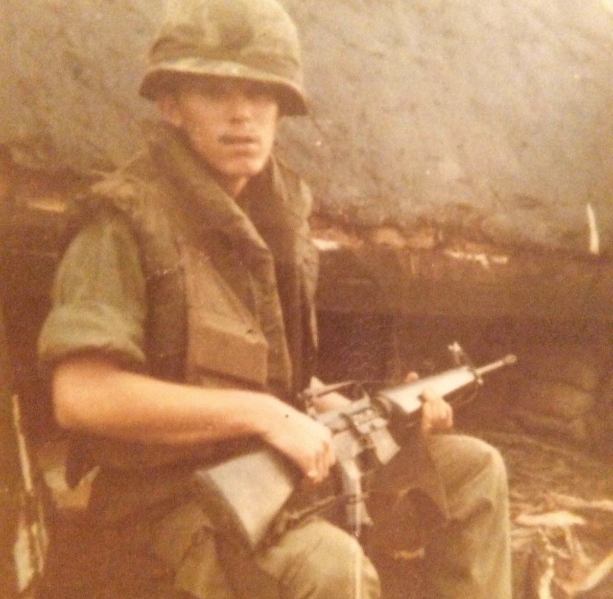 SoldiersWhisper's tweet photo. “Mike Bloomberg said that when he was in college and 19, he wasn’t responsible enough to have a gun and doesn’t know anyone at 19 who is. 
I know a lot of guys who remember 19 differently” - Roy L. Crask #VietnamWar #guns #bloomberg https://t.co/Y4xt4U7XOa