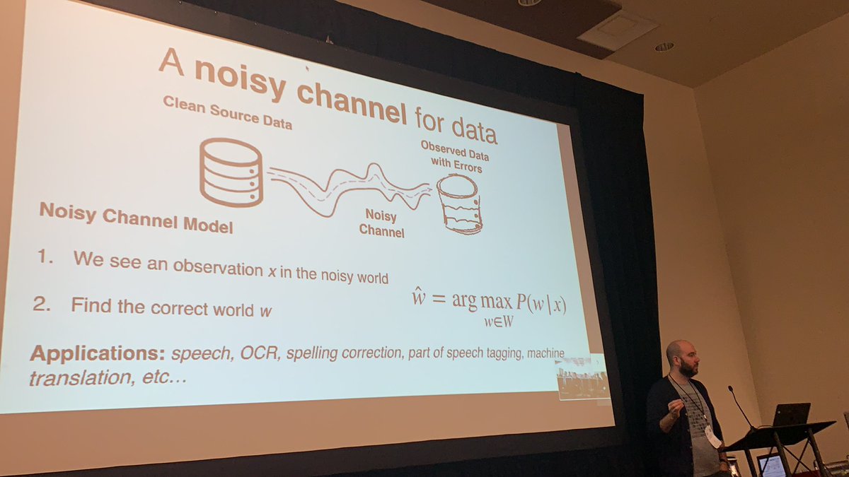 ihabilyas's tweet photo. @thodrek talking about #Holoclean and how to treat data cleaning as inference against data and errors generation models at MLSys Workshops @WaterlooMath #inductiv https://t.co/FAF1m1v4d7