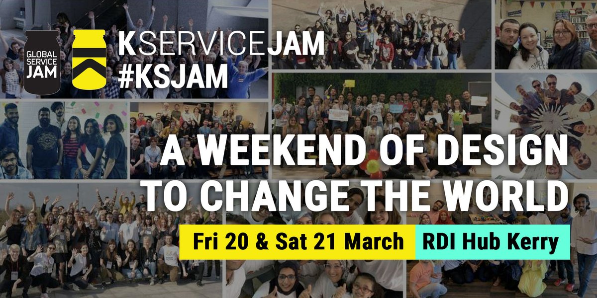 RDIhubIreland's tweet photo. The world´s biggest design focused innovation event is coming to Kerry. Join us #ksjam global jam @RDIhubIreland Mar 20 &amp; 21. Signup here https://t.co/grILTJ95u8! https://t.co/eowWepNwBB