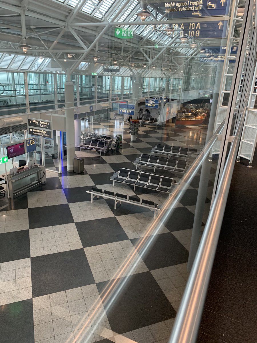 358_gavsim's tweet photo. Munich airport deserted today - virus probably the best thing for the planet in last few decades.  It reminds me of what flying was like 20 yrs ago! https://t.co/ggZ7Bq7T7X