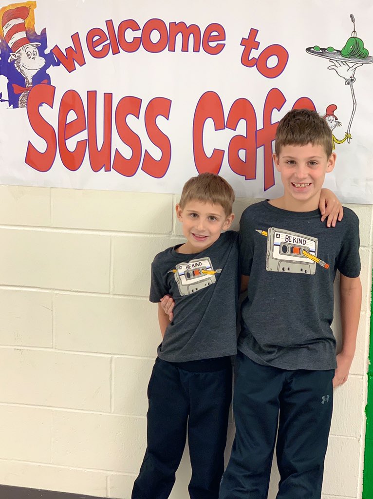 MsScarnati's tweet photo. What’s better than reading TWO kind shirts from these brothers!? #RAAWeek #ICanReadWithMyEyesShut #ReadMyShirtDay #Thing1And2 @CatenaColts @NE_ESLombardi 📚🙈👀🤩👥 https://t.co/MY48GEBDqy