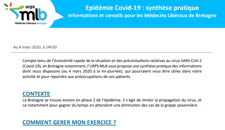 URPSMLB's tweet photo. Epidémie #Covid_19 : @URPSMLB a réalisé une synthèse pratique des informations et conseils pour les #Médecins Libéraux de Bretagne https://t.co/STvcR4eoVQ #CoronavirusFrance https://t.co/v8xFPzkAMT