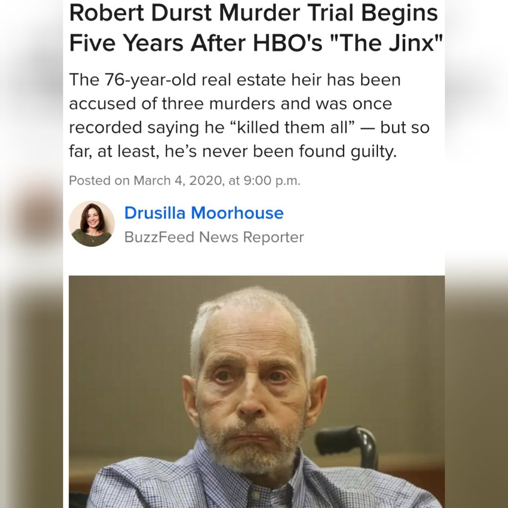 #todayintruecrime

The Robert Durst Murder Trial Is Finally Underway. Here’s Everything You Need to Know About The Bizarre Subject Of “The Jinx.”
 buzzfeed.com/drumoorhouse/r…
.
.
.
.
.
.
#uktcc #truecrime #thejinx #robertdurst