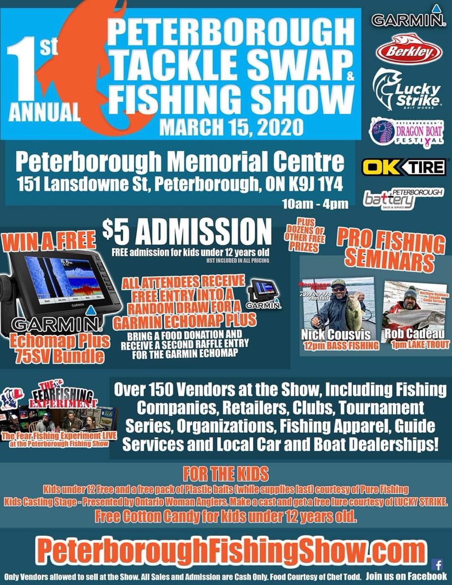 Bowmanville #Tackle Swap and #Fishing Show has outgrown the facility’s!
Now moved to #Peterborough Check out the #FirstAnnual #PeterbouroughTackleSwapAndFishingShow March 15 2020 ❤️🐟❤️🎣❤️ #PeterboroughAndTheKawarthas #RememberAFoodDonation