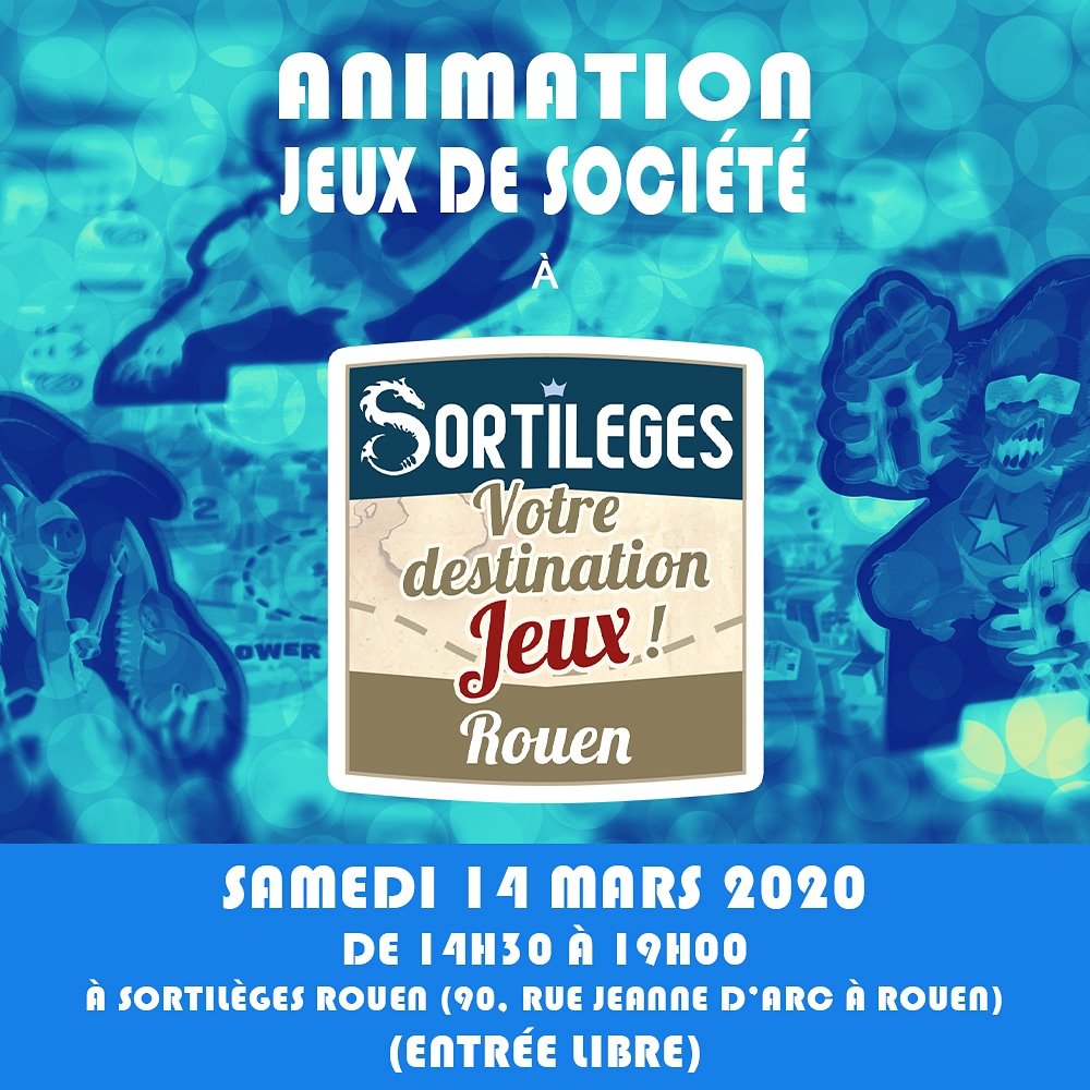 Animation  #jeuxdesociete à Sortilèges, samedi 14 mars de 14h30 à 19h00.  #j2s  #jds  #rouen  #seinemaritime