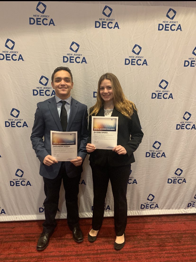 OceanDeca's tweet photo. Congratulations to Alex and Allison for getting 1st place in the Virtual Business Challenge. Super proud of you guys!! #othsdeca #njdeca #spartanlegacy #virtualbusiness #herewego https://t.co/OZhTc3bVDu