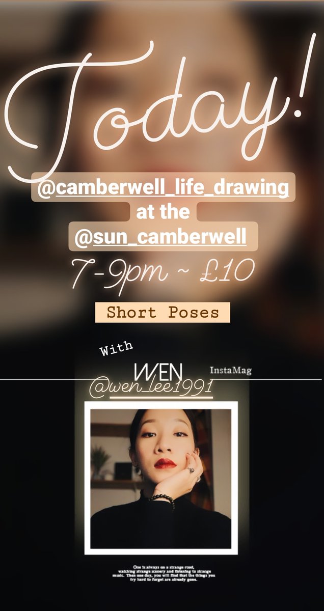 🌟#TODAY🌟

We have WEN #modelling for us!

We'll have a #SHORT #POSES session with poses from 2 to 15min 👩🏻‍🎨👨🏻‍🎨 

Join us for a #relaxed &amp; #Creative eve ALL LEVELS WELCOME! 😄

⌚ 7-9pm
🏠 <a href="/SunofCamberwell/">Sun of Camberwell</a>
💷 £10 - £6 for stdnt
🎨 FREE Materials
😊 #Dropin 

#CAMBERWELL #art