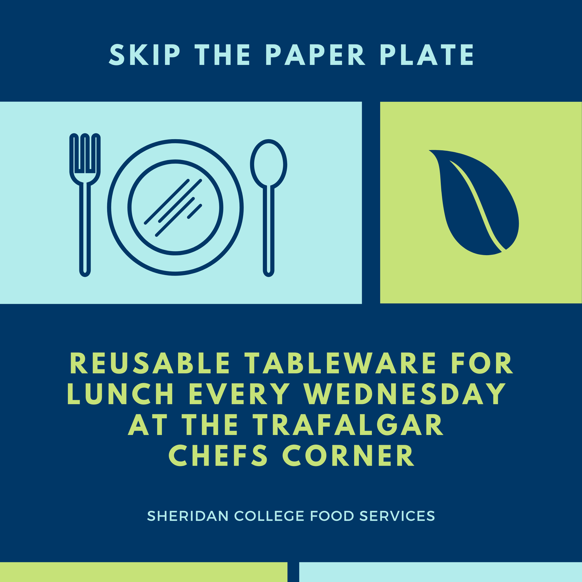 Skip The Paper Plate: Reusable Tableware now available every Wednesday at the Trafalgar Chefs Corner for Lunch! 🍽️ The purpose of this initiative is to reduce waste and increase waste diversion rates 🌱. See The Insider or Insta for more details!
<a href="/sheridancollege/">sheridancollege</a> #reducewaste