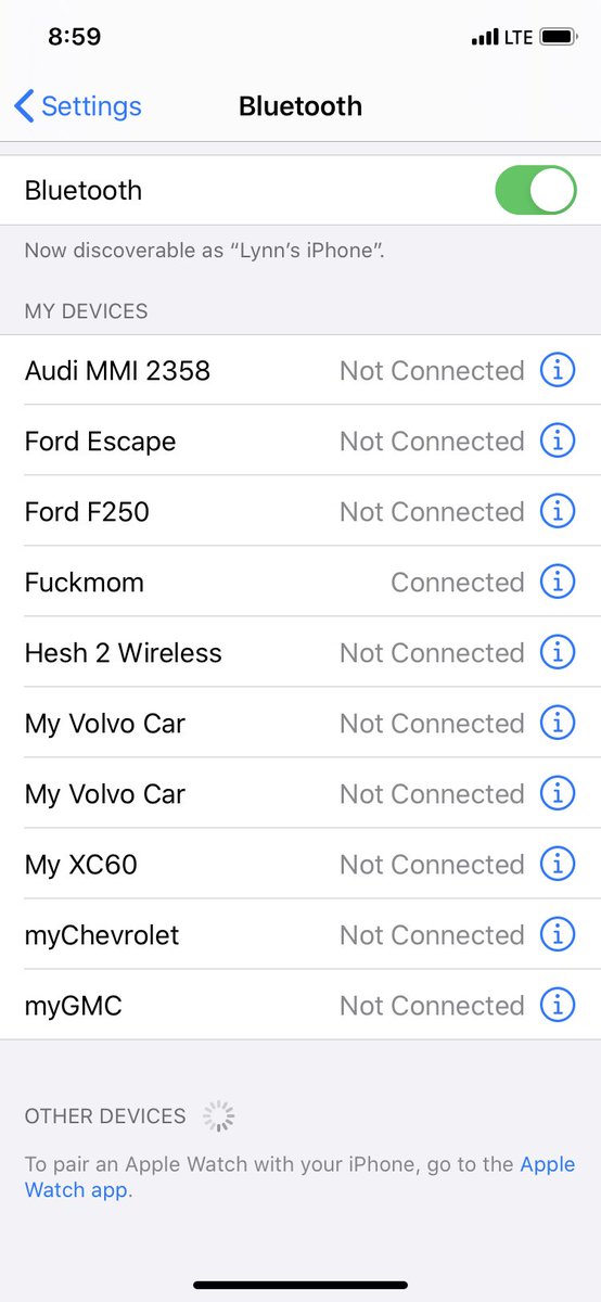 Some sick bastard changed the name of the Bluetooth network in my VW Jetta rental.