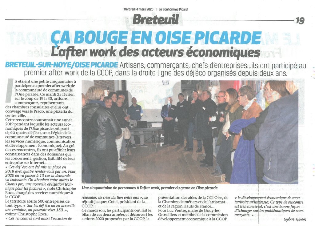 rocachristophe's tweet photo. [ La presse en parle 📰 ] Bis 😛

Retour par le Bonhomme Picard de l'after work organisé le 25 février dernier... Ca bouge dans l'Oise Picarde  ! #transnum #activateurs #digitalisation #oten #hautsdefrance #cma #ccioise https://t.co/C8S60EOzUQ