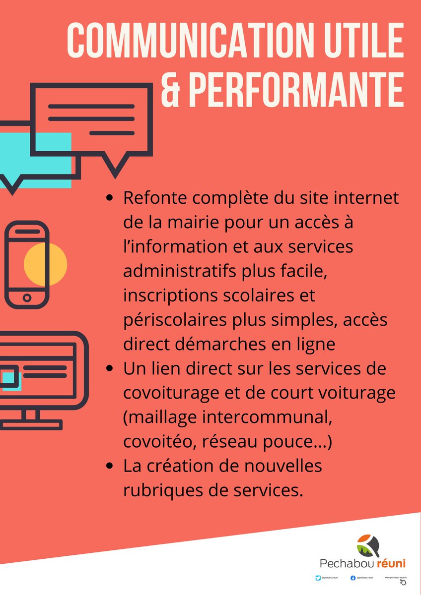Pechaboureuni's tweet photo. Rendre notre communication plus efficiente et #écologique  #Pechabou #Municipales2020 Programme disponible sur https://t.co/qf2igyY1YW ou téléchargez le directement sur : https://t.co/xwNAopSJOx https://t.co/hdVZyqE1PR
