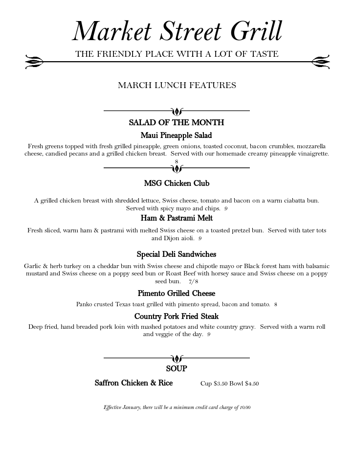 March Lunch Features