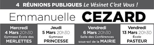 VesinetC's tweet photo. Chères Vésigondines, 
Chers Vésigondins,

Le 15 Mars vous aurez à vous déterminer pour choisir le prochain maire du Vésinet. 
C'est une date décisive.

Pour connaître le projet et échanger sur l'avenir de notre ville, venez participer à nos réunions #Municipales2020 https://t.co/LwfW4Qvs0o