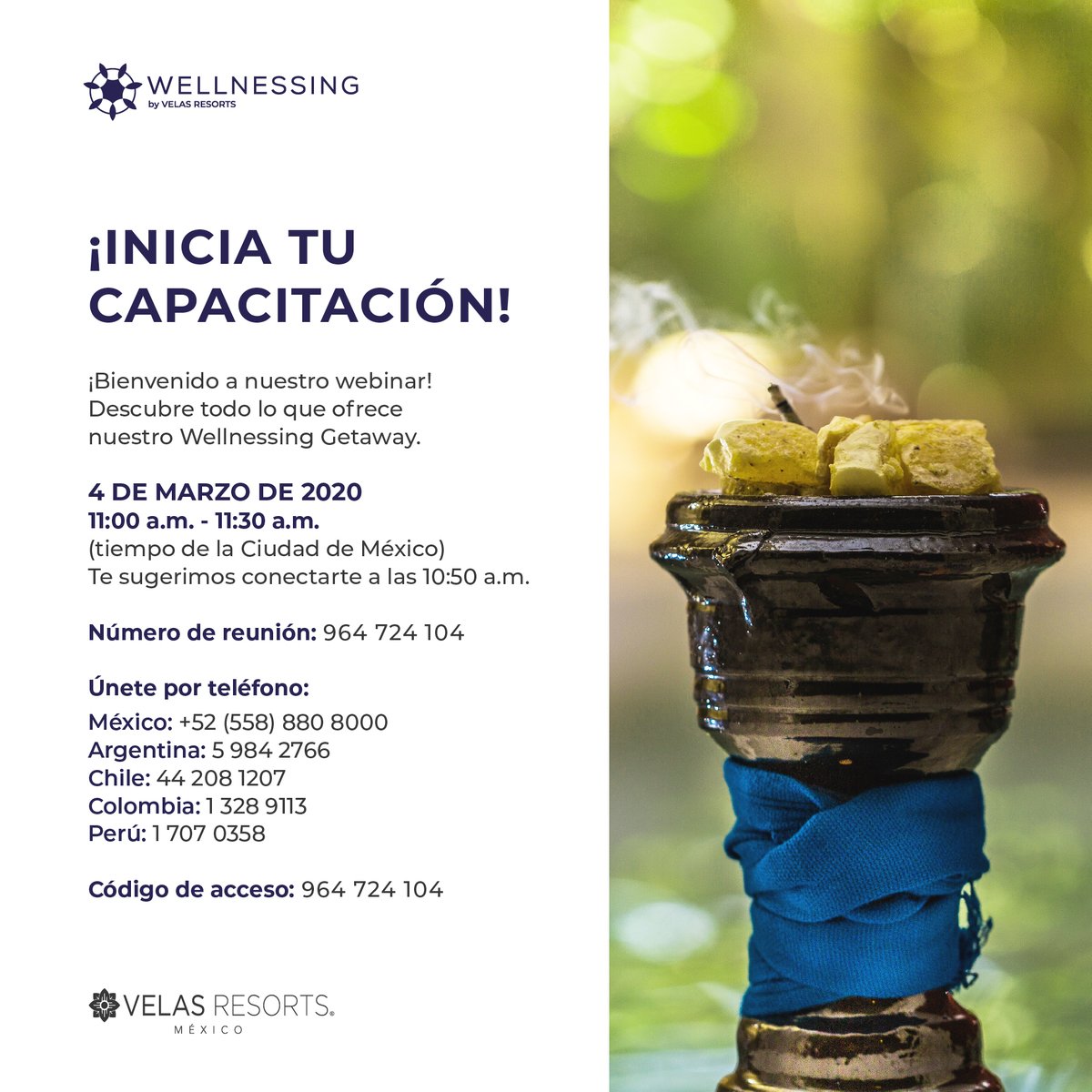 VelasExperts's tweet photo. Lo esperamos este 4 de Marzo del 2020, de 11:00 a.m. a 11:30 a.m. Para que puedan descubrir todo acerca de nuestras ofertas de nuestro Wellnessing Getaway.

https://t.co/ABdpR25JJ5 https://t.co/UizXkEi3fA