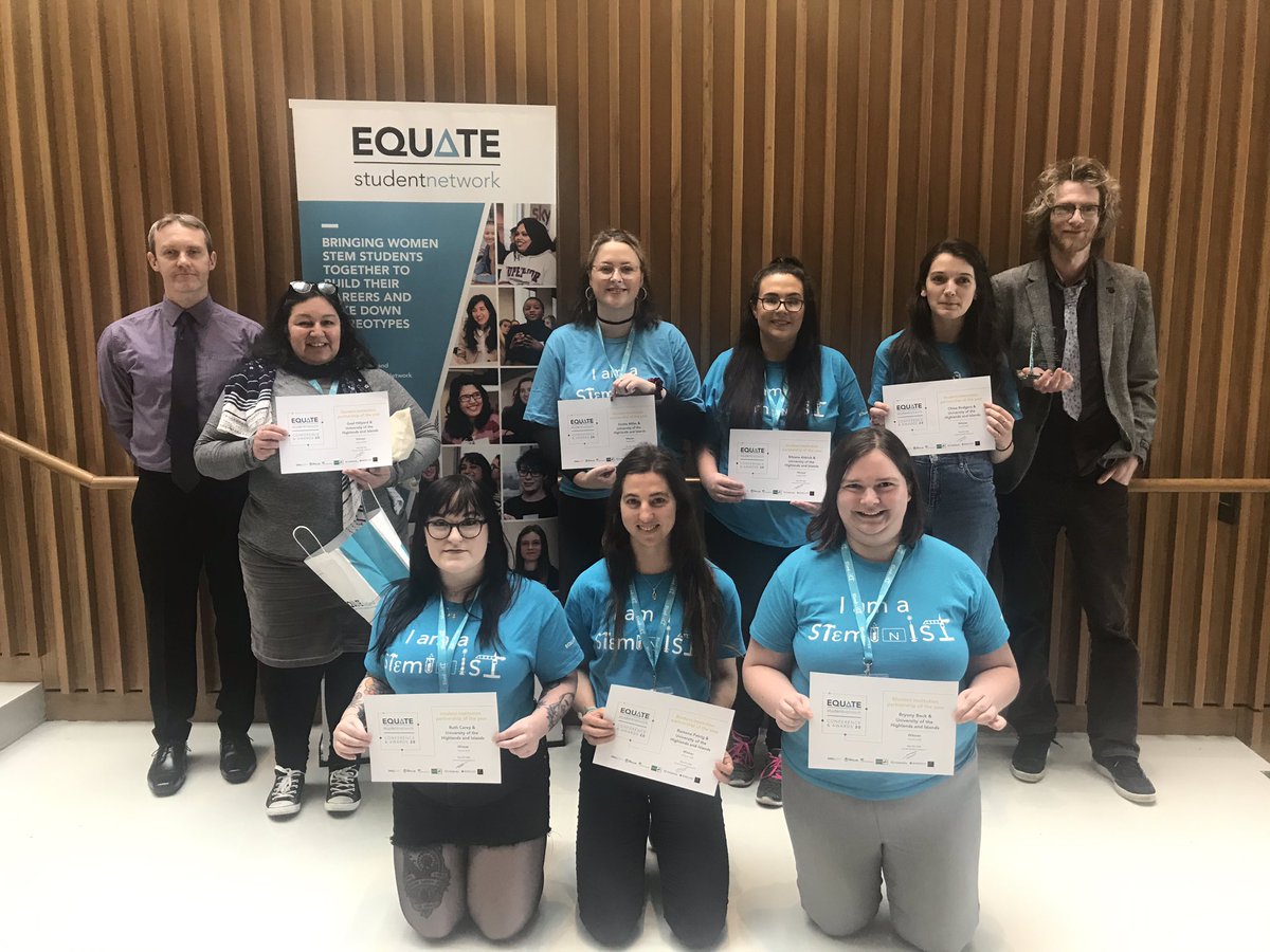 EquateScotland's tweet photo. Finally winner of the staff-student partnership award is @ThinkUHI - who have not one but 8 women in stem champions working across the highlands and island to avoid isolation on women in stem efforts! https://t.co/OAHsnOohKh