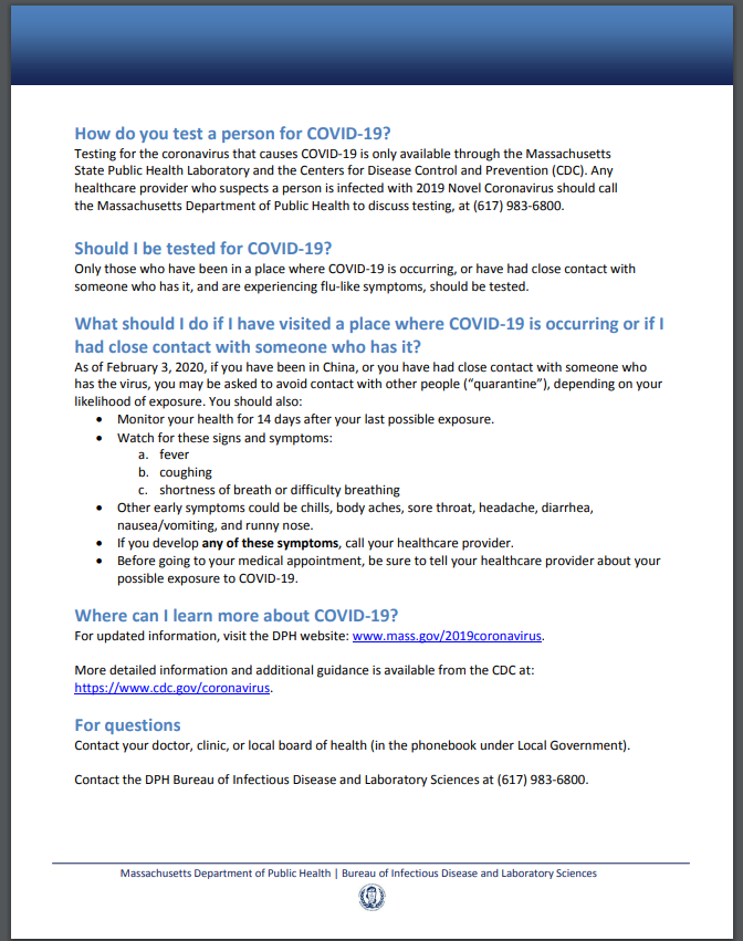 GreaterSenior's tweet photo. Information from Secretary of the Executive Office of Elder Affairs regarding the Corona Virus. It's important to know - risk of Corona Virus in Massachusetts remains low while risk of flu is high. Wash your hands and don't touch your face.
#coronavirus #GSSSI https://t.co/Eye9M0XRkS