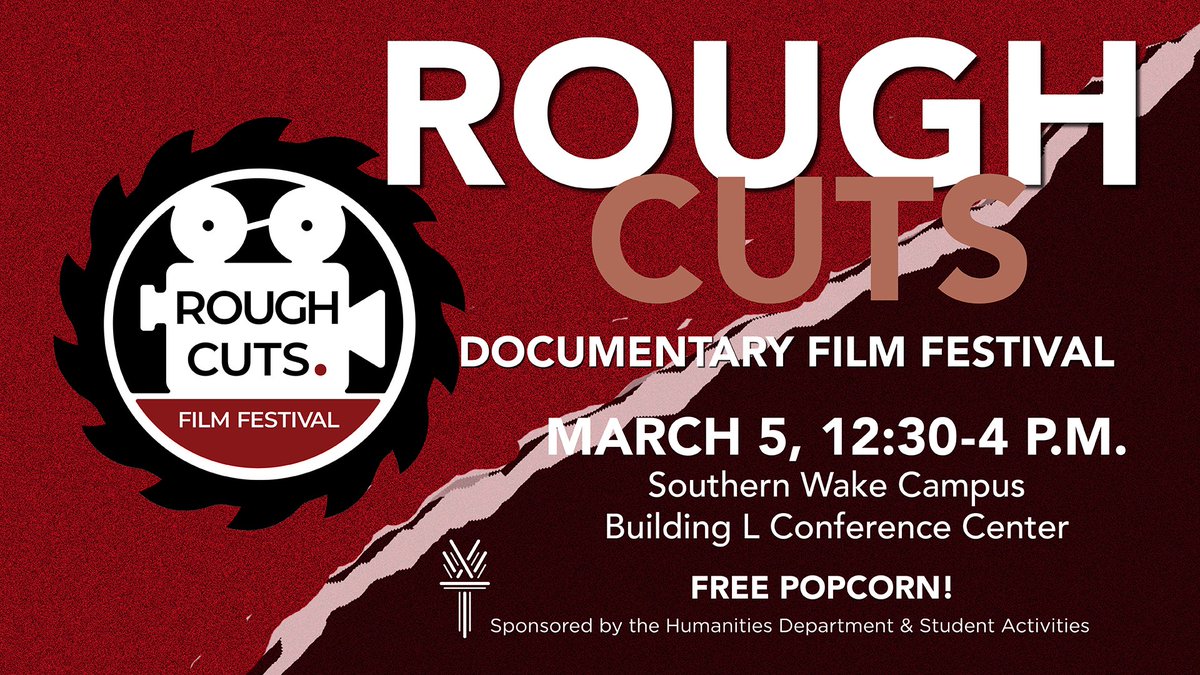 wtccstudents's tweet photo. Don't miss out on the Rough Cuts Documentary Film Festival! Stop by to watch several films and have a Q&amp;A with area filmmakers. 

Thursday, March 5
12:30 - 4:00 p.m. 
Southern Wake Campus 
Building L Conference Center

#WakeTech #Film #Documentary @WakeTechSGA https://t.co/LC2M3bOCoK