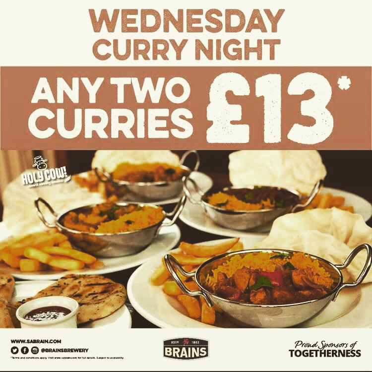 CURRY NIGHT! 🍛 

Any 2 of our curries for £13!

#pumphouseswansea #sabrain #brainsbest