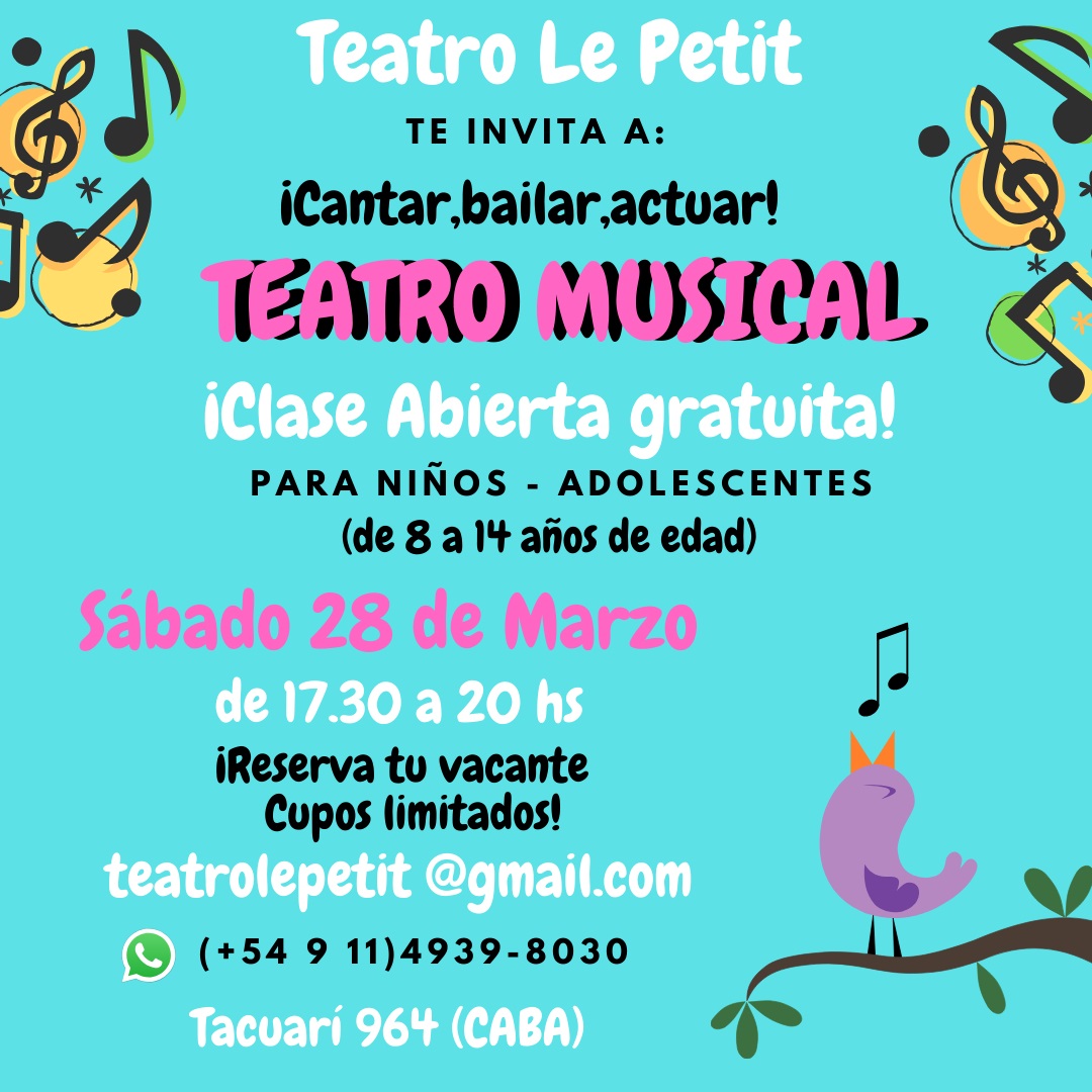 AriCister's tweet photo. @teatrolepetit #teatro #musical #niños #adolescentes , #comediamusical #claseabiertaygratuita #BuenosAires #teatroparaniños #clasesdeactuacion #amigos #familia #padresehijos #arte #music #diversion #actress #actores #actrices #niñosactores #teen #teatroinfantil #juegosteatrales https://t.co/lyxz3CMhLD