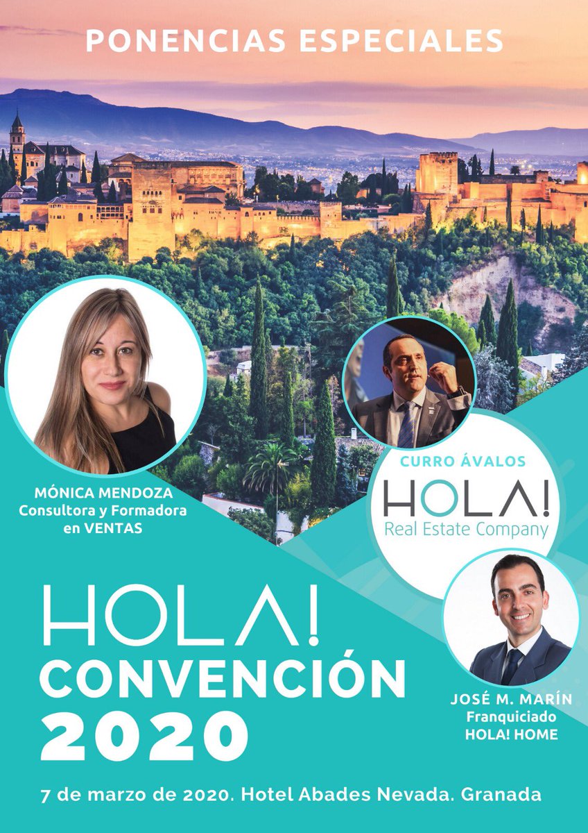 Contando las horas para arrancar nuestra CONVENCIÓN NACIONAL HOLA! 2020.
Será en #Granada y contaremos con la Ponencia Magistral de <a href="/MonicaVentas/">Mónica Mendoza #Ventas</a> 🙌🏻🙌🏻🙌🏻.
Será increíble 😉!
.
.
#SomosHOLA #VENTAS #inmobiliaria #HOLA2020