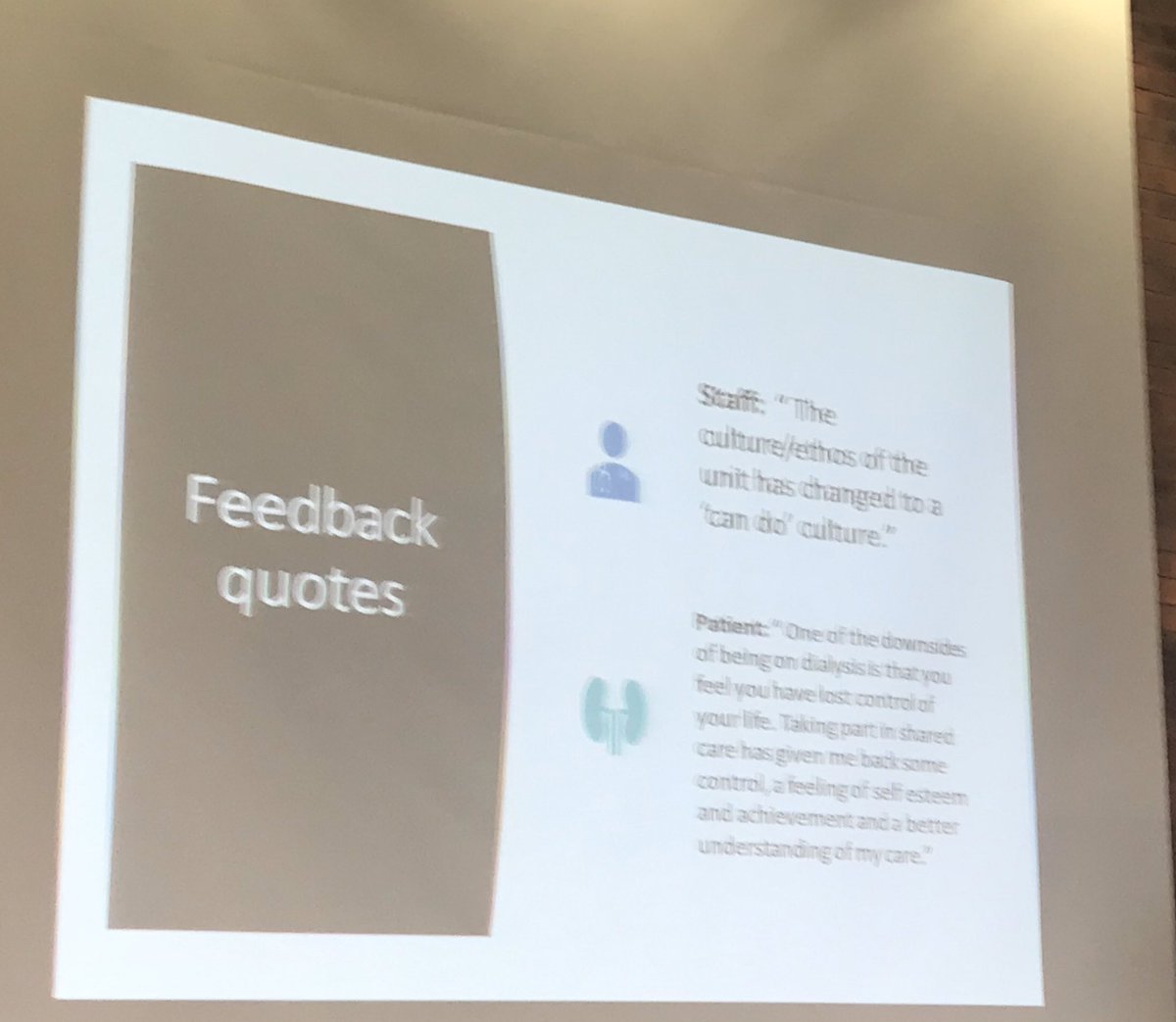 HSCQI's tweet photo. Great patient story shared bravely by Robin whose experiences helped to shape the @BelfastTrust Samantha Jennings and colleagues Shared Haemodialysis Care #HSCQI Award winning Partnership/Coproduction category. Very powerful insight. https://t.co/0vl63QIvLW