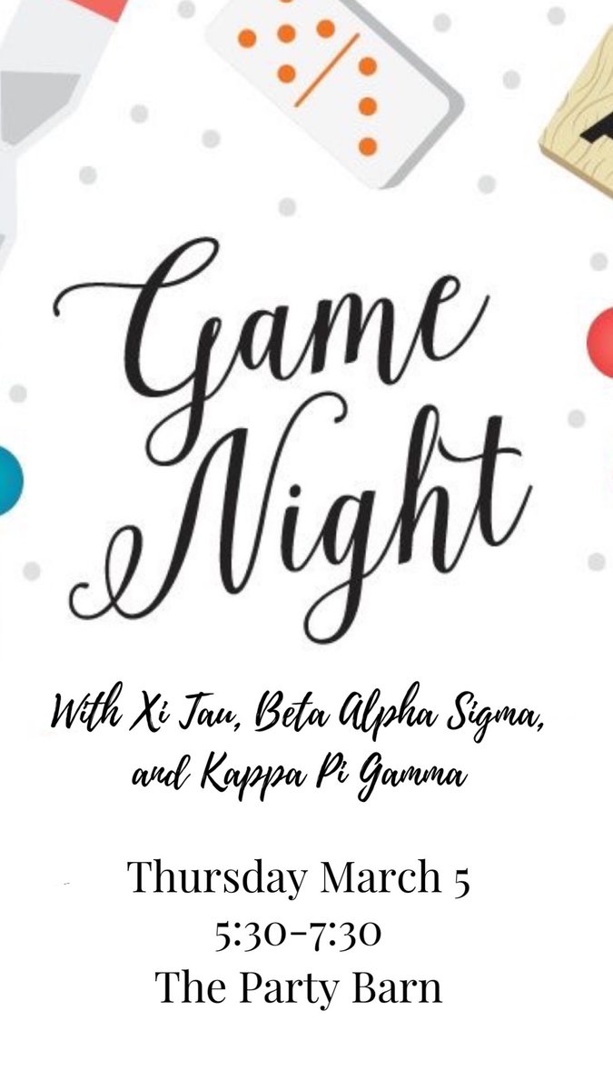 KappaPiGamma's tweet photo. Come to the Party Barn tomorrow evening and play games with us, Xi Tau &amp; the Betas! https://t.co/Fop3WQiMBK