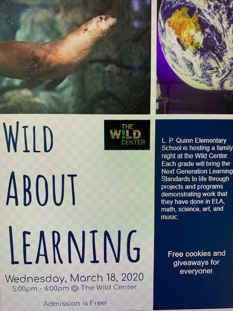 tupperlakecsd's tweet photo. LP Quinn will be hosting a free event at the Wild Center for families of students who attend LP Quinn. March 18th 5:00 pm - 6:00 pm. https://t.co/zcfUCewwtb