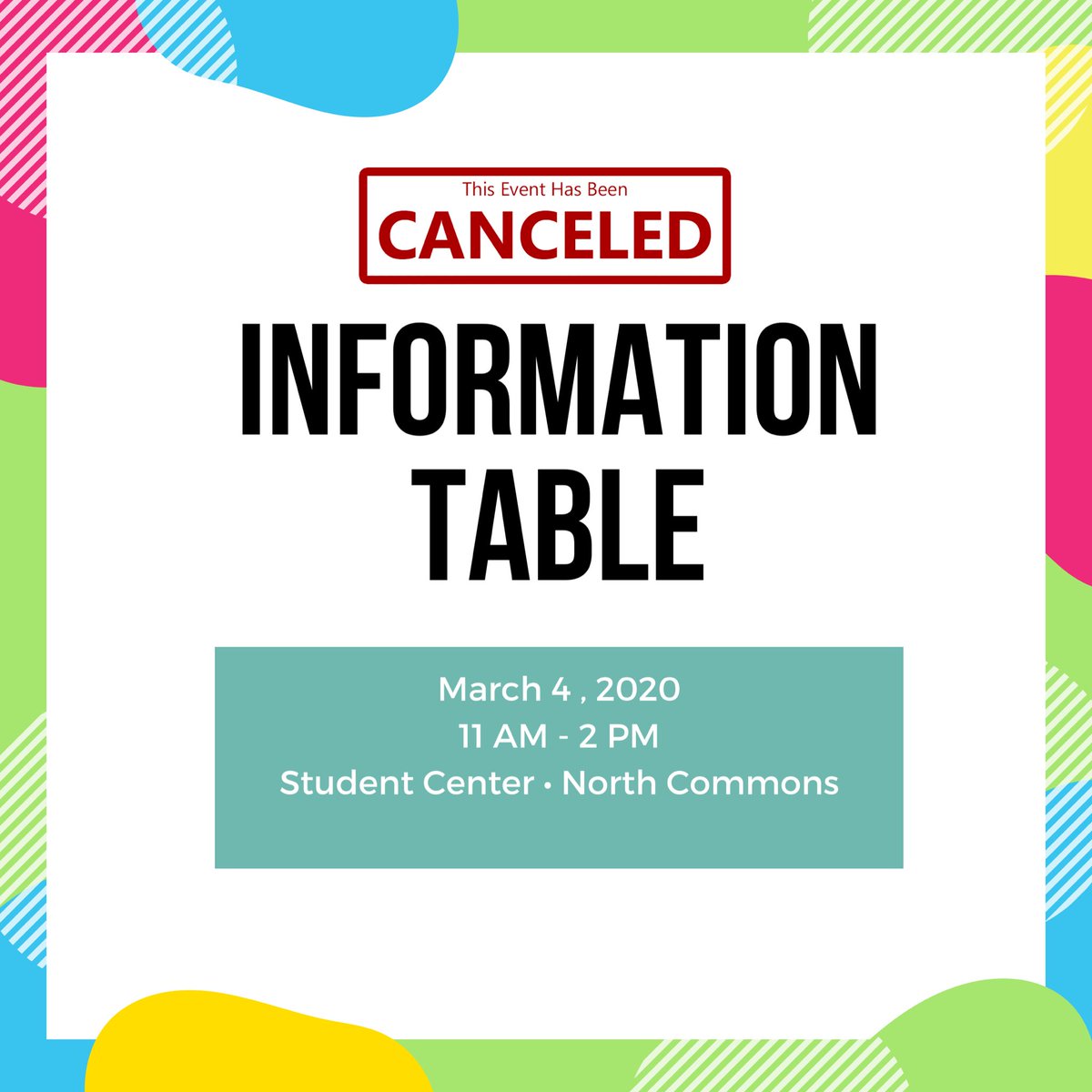 Due to a unforeseen circumstances, our information table is canceled. 

Stop by our general body meeting tonight @ 8:30 PM 🗣 #spreadtheword