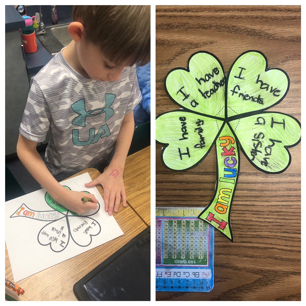 haneemae's tweet photo. When you don’t have ART on Wednesdays you do a fun project!! We are very lucky in 2nd for many reasons! ☘️☘️@WestsideElem #npspanthers https://t.co/U4rBq9OxVW