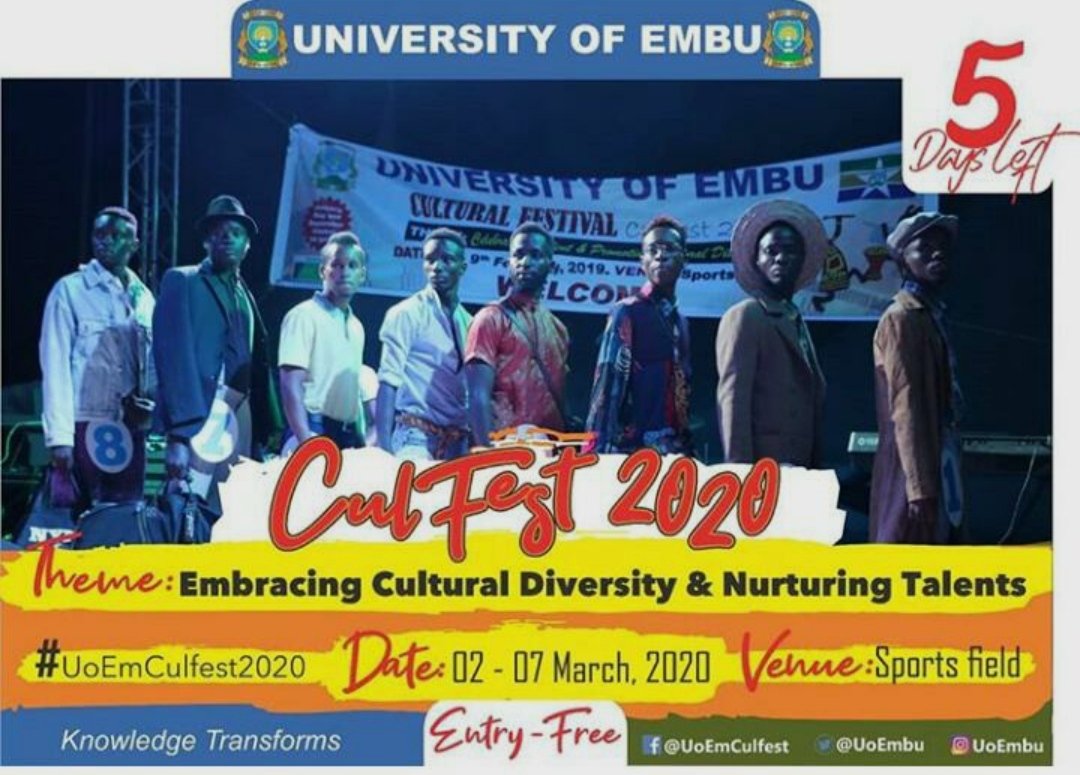 ericnesta254's tweet photo. Join #EmbuUniversity to celebrate the diversity of different cultures this week. #UoEmCulfest2020 https://t.co/OBGdNVjFn9