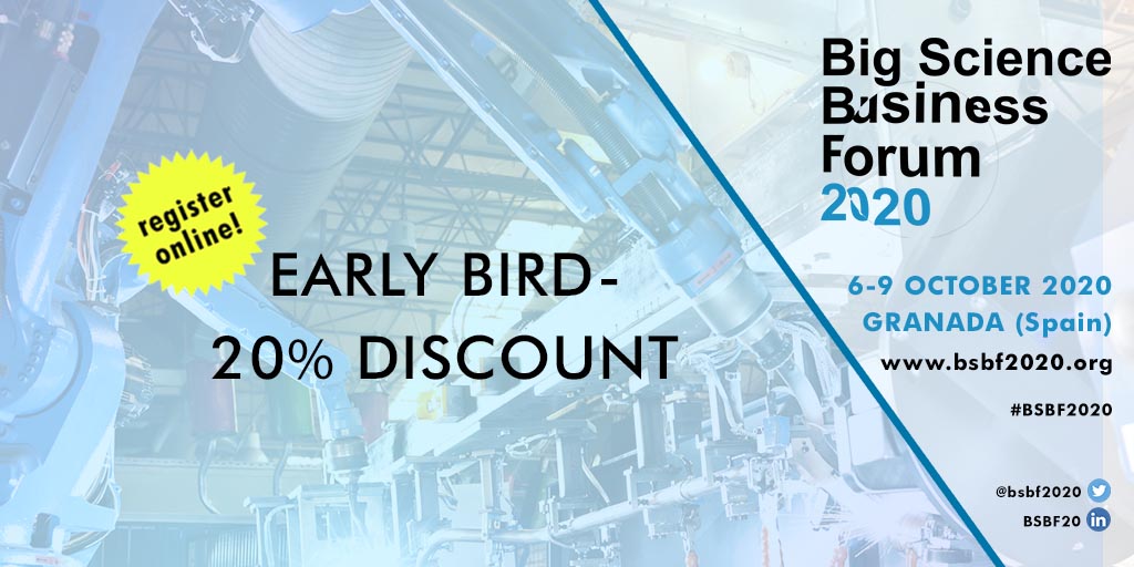 BSBF2024's tweet photo. 👂Want to get informed on #BigScience #ResearchInfrastructures business oportunities and new technologies for the coming years?
⏰Register today to #BSBF2020 and benefit from an early bird discount of 20%!
👉https://t.co/YZ8ISNTkOW https://t.co/XTniM0zfEI