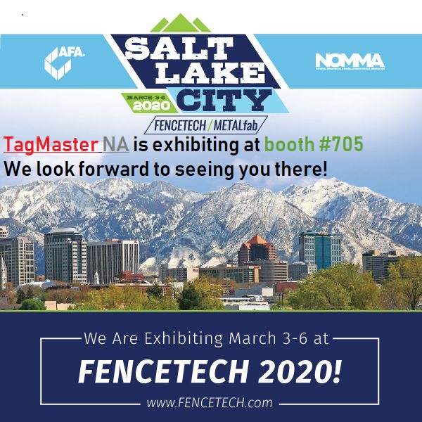 TagMasterNA's tweet photo. Join us today to kick off the #Fencetech2020 show in #SaltLakeCity! TagMaster North America, Inc. will be at booth #705, we will be showcasing our industry leading long range #RFID, #LPR and customized #Software solutions for gated access control #LPR #RFID #AVI #GatedAccess https://t.co/enbUujd8BU