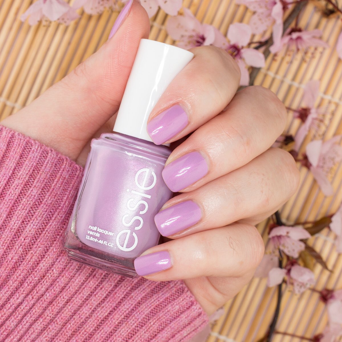 Wearing <a href="/essie/">essie</a> Spring in your Step, new from the Spring 2020 collection today. I love the soft pink shimmer in this one!