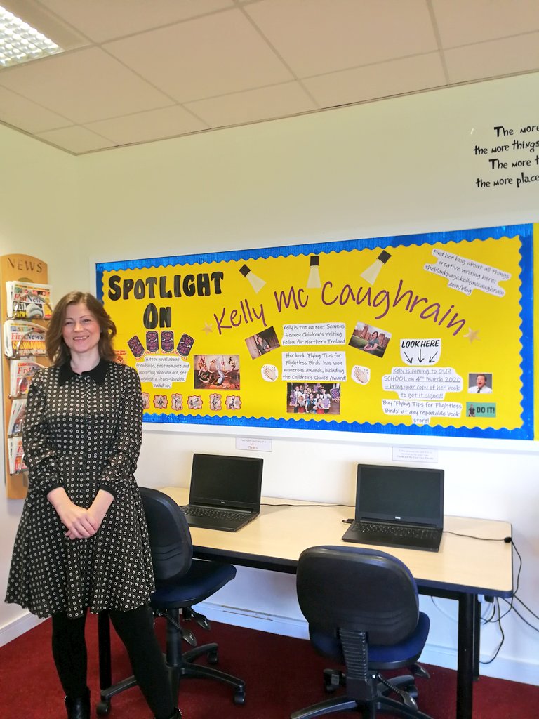 LibraryOakgrove's tweet photo. What a fantastic day! Thanks so much to @KMcCaughrain for visiting us today and inspiring young minds! Watching the hall fall silent as you read aloud from your book was the highlight for me! #flyingtipsforflightlessbirds https://t.co/K0zpfCy8Na