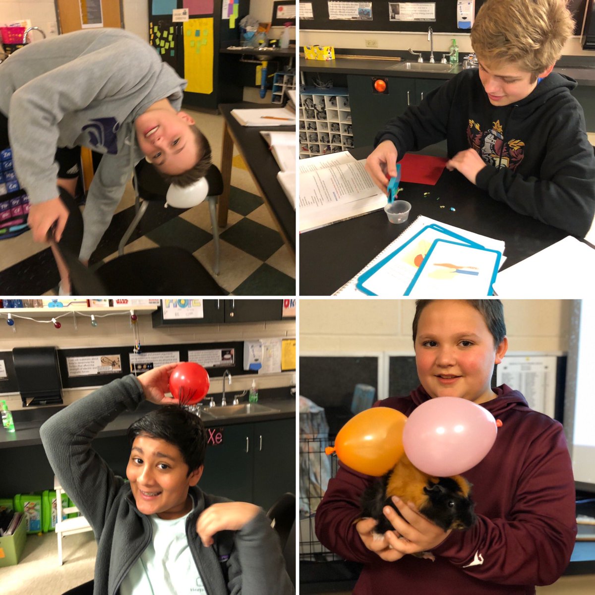 Robynlv's tweet photo. Exploring static electricity #SeventhGradeScience @ACMS_Jaguars https://t.co/Ir0mLmtcjG