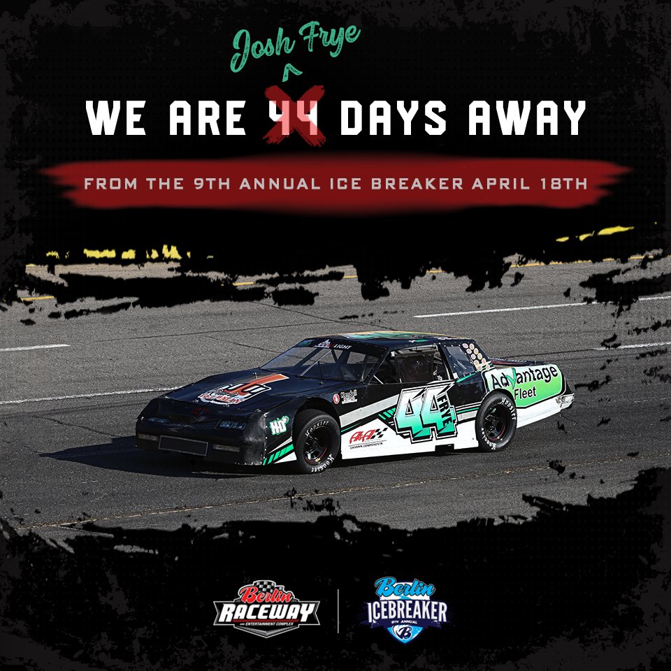 BerlinRaceway's tweet photo. We are Josh Frye days away from the 9th annual Ice Breaker April 18th #44

#MyTrackMyRoots | @NASCARRoots | @NBCSportsGold | @trackpass

#WhereSpeedBelongs #BerlinRaceway #Racing #Racecars #ShortTrack #Entertainment #EntertainmentComplex #PremierDestination #NBCSportsGold https://t.co/h27PqGcM6X