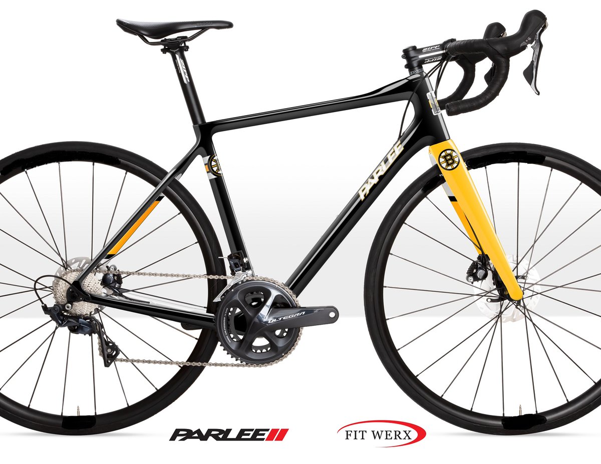 This <a href="/NHLBruins/">Boston Bruins</a> themed Parlee Cycles Altum Disc Road Bike, valued at over $6,000, could be yours for $25.  Check out give.nhlalumniproam.com/fundraiser/254…
for details.