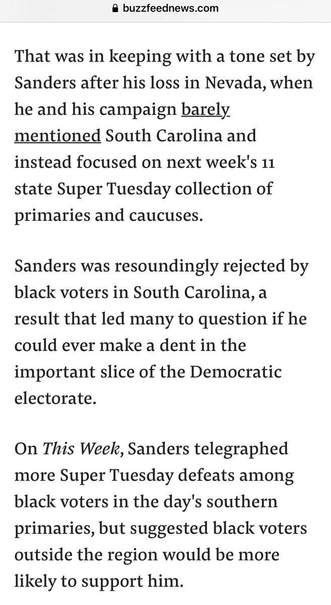 Tell me he hasn’t said the *exact same shit he said in 2016* all over AGAIN this PAST WEEK. I’ll wait...  https://www.buzzfeednews.com/article/evanmcsan/bernie-sanders-ill-do-better-with-black-voters-who-dont-live via  @BuzzFeedNews  @EvanMcS  #botbait  #sabotage