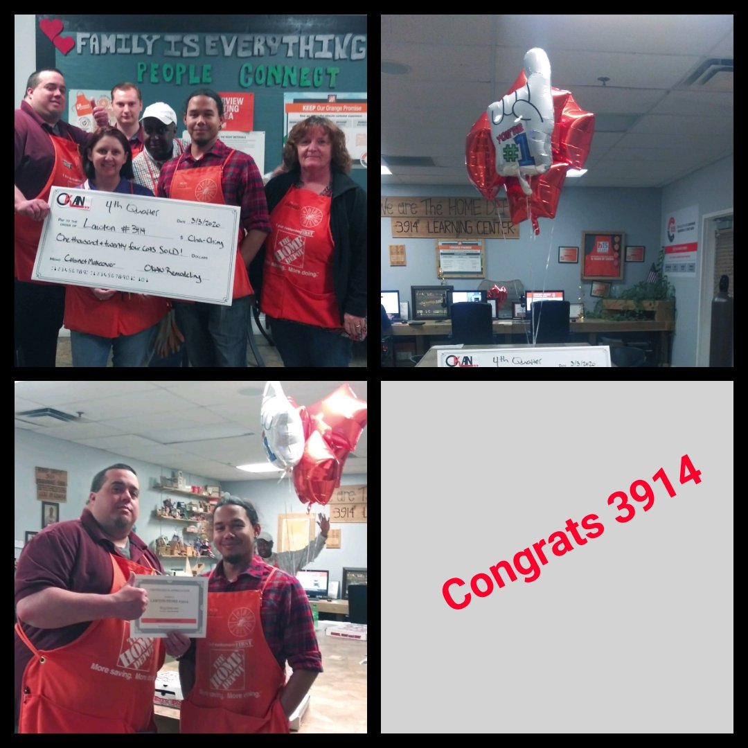 OkanRemodeling's tweet photo. A big shout out to the 4th quarter cabinet makeover ROCKSTARS!  Store 3914!  We appreciate all of your hard work and look forward to an excellent 2020! https://t.co/FYtOpkioPW